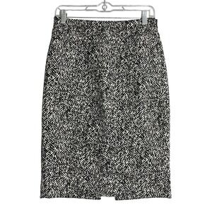 White House Black Market Wool Blend Pencil Skirt Womens 4 Black White Weave Slit